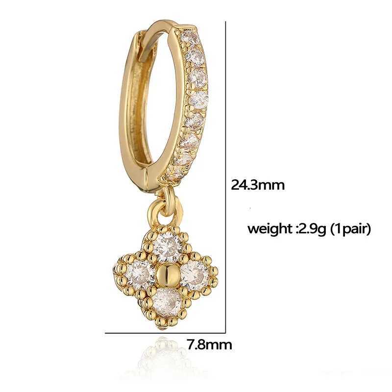 1Pair 18K Gold Plated Brass Small Hoop Earrings with Crystal Zirconia wer Pendant Earrings Perforated Wen Jewelry Gift Y251210