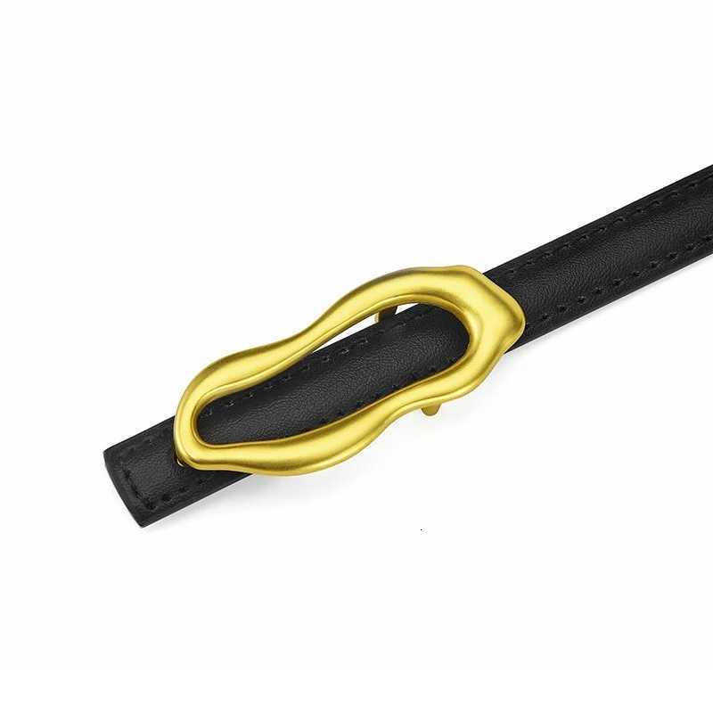 Luxury Fashionable womens thin belt 13cm womens leather denim belt simple and versatile style shiny gold buckle metal ring leat Y251210