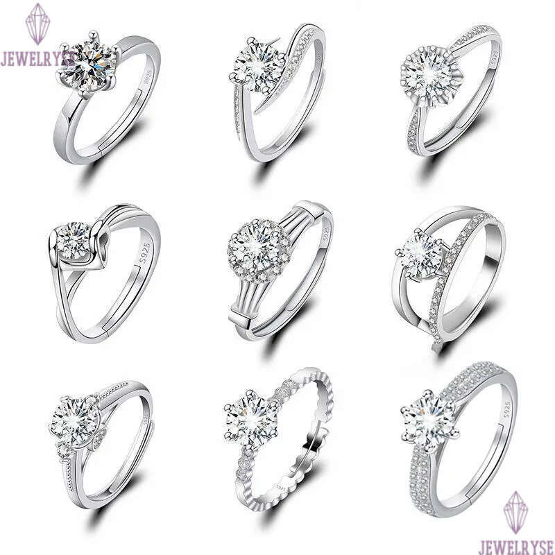 Luxury classic love designer ring for women ins fashion shine crystal diamond silver geometry elegant star rings wedding party jewelry size ajustable
