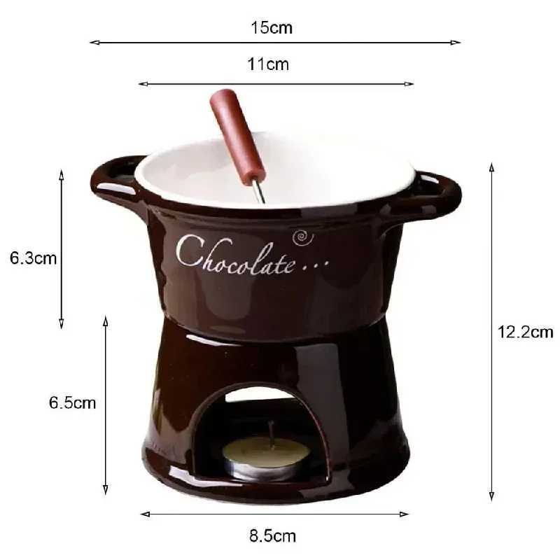 Hot Ceramic Chocolate Creative Household Drinking Utensils Cup with Fork Candle Pot Chafing Dish Melting Chocolate Mug Tableware C251210