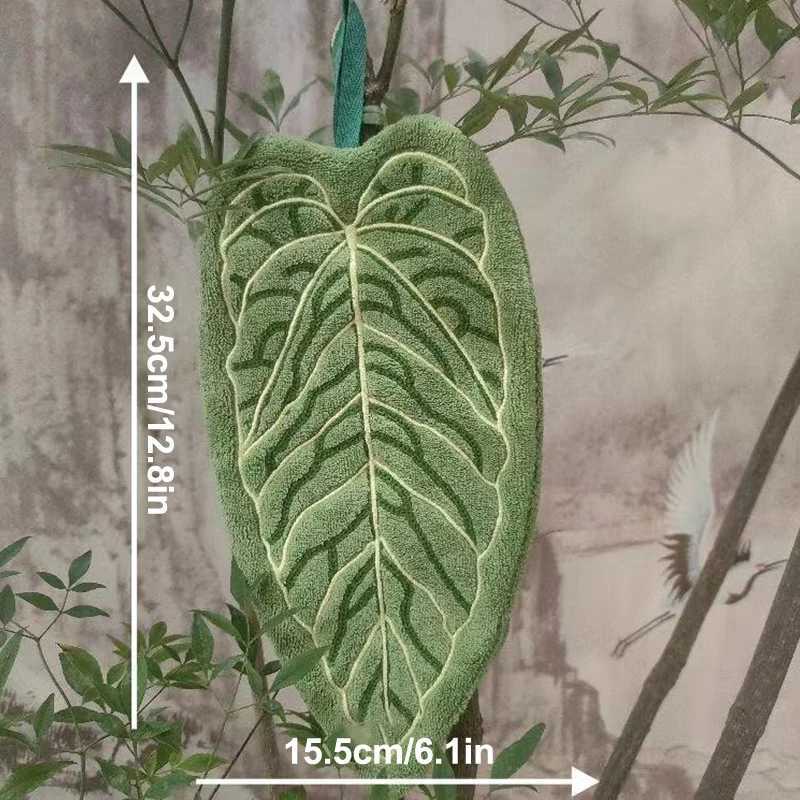 Leaf-Shaped Hanging Hand Towel Soft Coral Fleece Tea Towels Super Absorbent Bath Kitchen Towel Decorative Towels Home Decor C251210