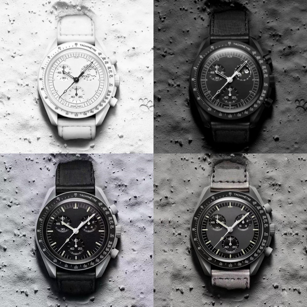 New color Mens Quartz Watch Bioceramic Chronograph with Moon Phase 42mm Nylon Strap Luxury Watch Wristwatches