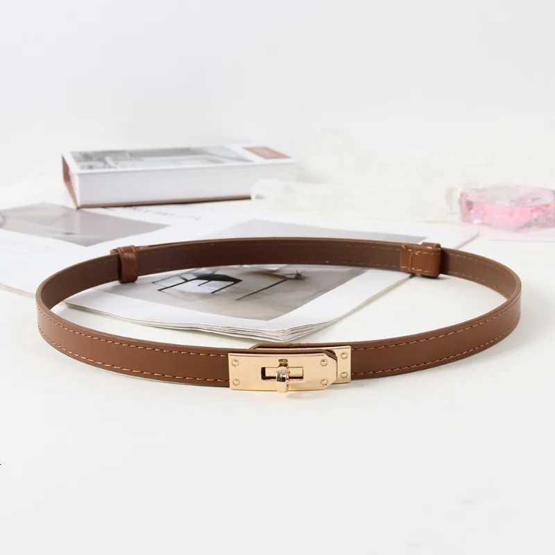 Luxury 2025 Womens Adjustable Thin Belt - Korean Style Slim Waist Strap for Dresses Coats Fashion Buckle Lock Delicate Belt Y251210