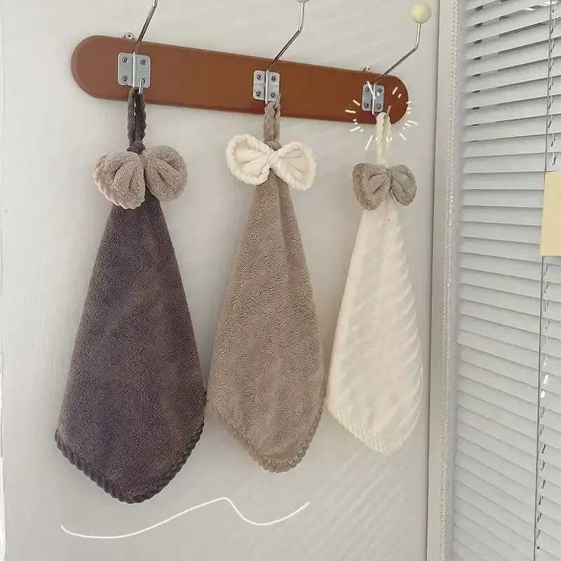 Hand Wiping Cute Bow Hanging Coral Fleece Hand Towel Bathroom Absorbent Small Towel CHILDRENS Home Quick Drying C251210