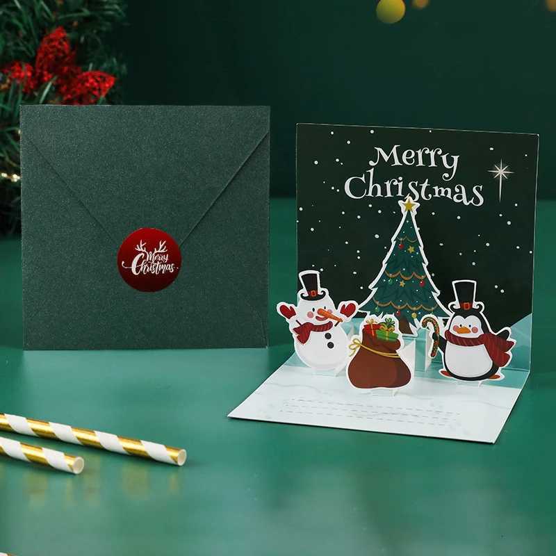 3D Cartoon Christmas Card Folding Christmas Best es Card Christmas Handwritten Blessing Invitation Cards New Year Gifts H251210