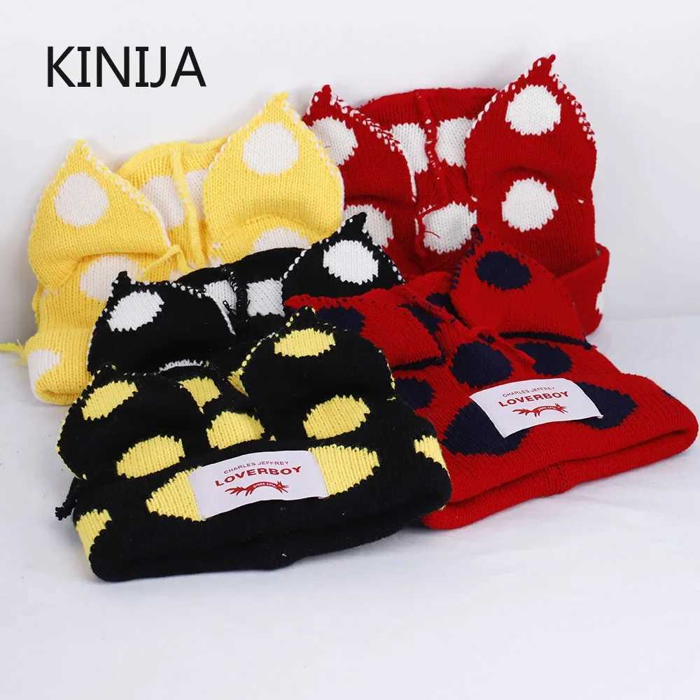 Luxury Winter Cat Ear Skullies Cute Women Fox Hat Crochet Knitted Hat Costume Beanie Hats Women Christmas Gift Hip-hop Cap Cold Hat Y251209
