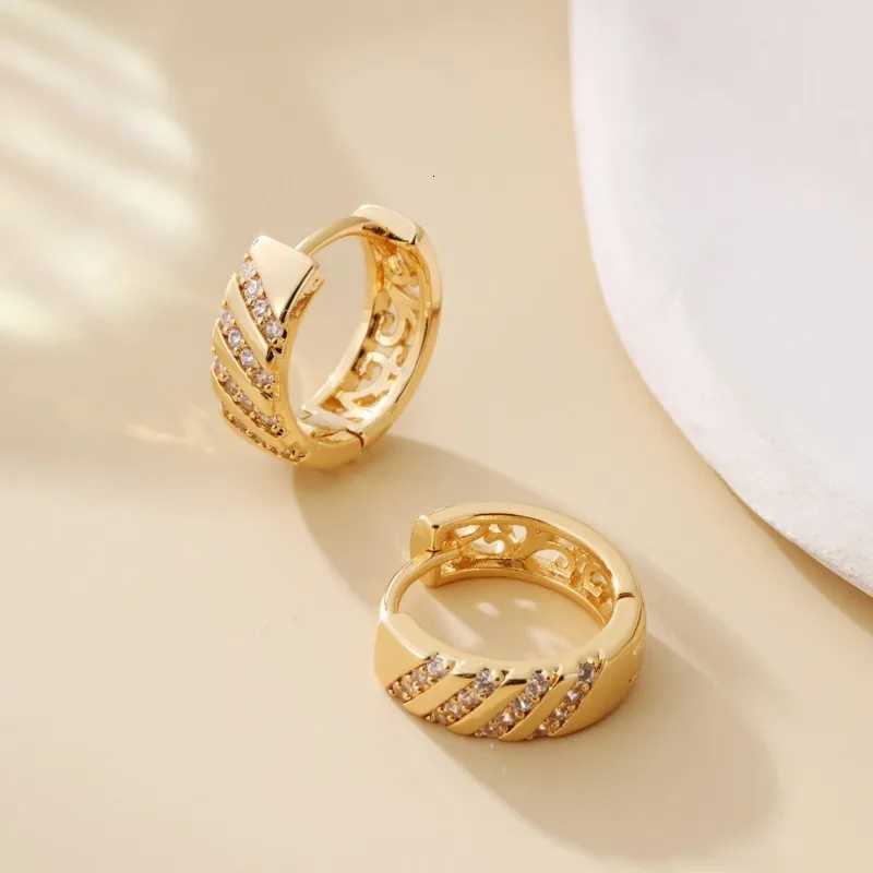 18K Gold-plated Zircon Hoop Earrings for Women Geometric Anti allergy Chunky Huggies Party Jewelry Gifts WholesaleXJ251210 - view 5