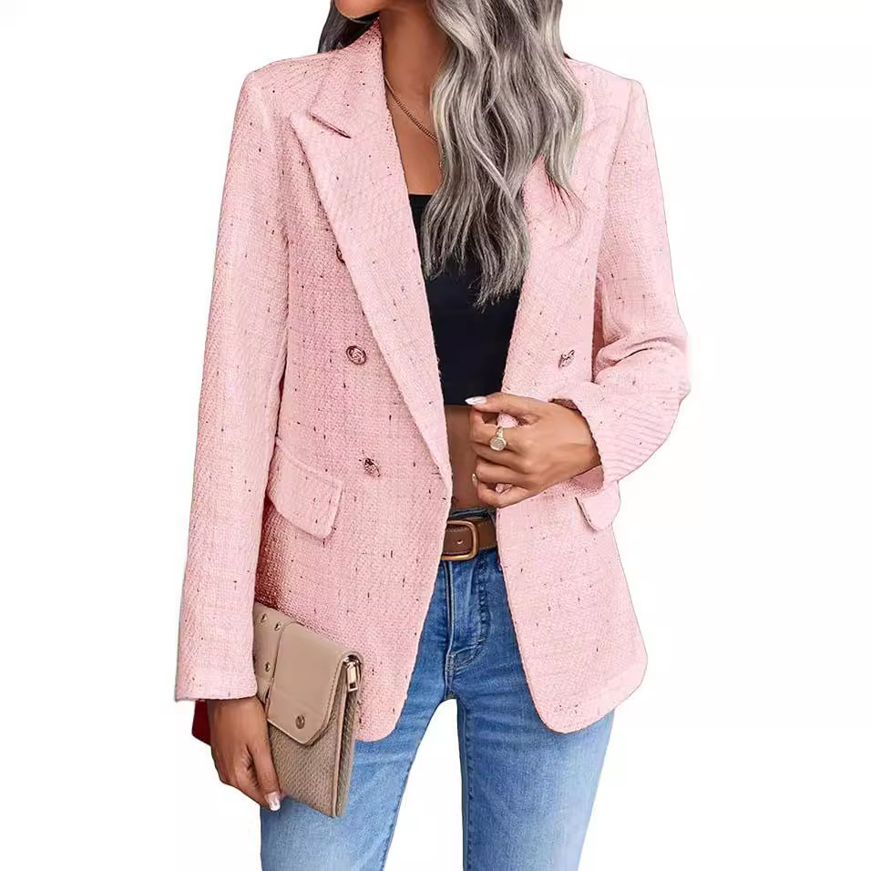 Women's Suits & Blazers European and American New Fashion Coarse Tweed Suit Jacket Women's Fashion Casual Lapel Single-button Jacket Button  - view 4