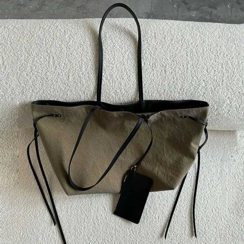Wens Neutral Natural Sand Color Cott Double Te Underarm Tote Bag Casual Large Capacity Single Shoder Cputer Bags Y251209