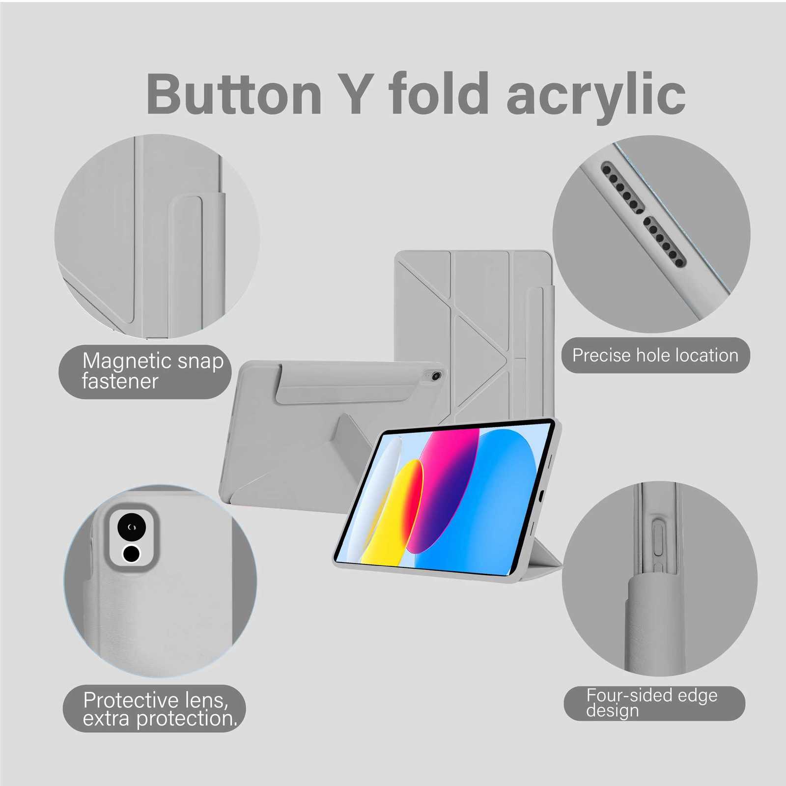 Case for iPad 10th 11th generation A16 11 inch 2025 Auto Sleep/Wake 3-Fold Y-Type Stand Durable Cover Tablet case H251210