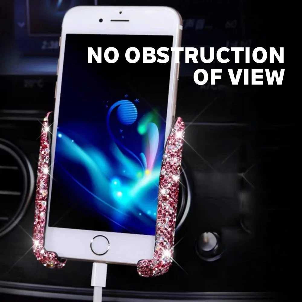 Crystal Car Phone Holder Car Air Vent Mount Clip Mobile Phone Holder Wan Diamond Auto Phone Bracket Interior Accessories Amagi C251210