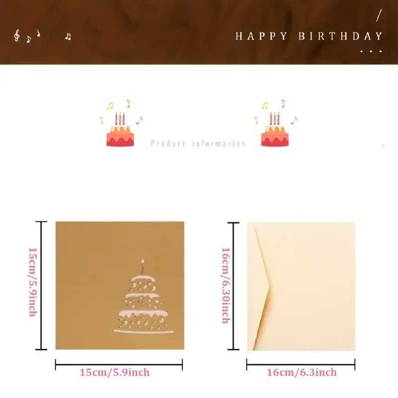 sical Birthday Greeting Cards 3D Up Gift Card with Led sic Gift Cards with Envelope Wedding Decorations for Tables H251210