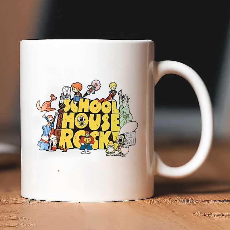 1pc SCHOOLHOUSE ROCK White Ceramic Funny Mug Summer and Winter Drinking Mug Perfect Birthday Christmas and New Year Gift C251210