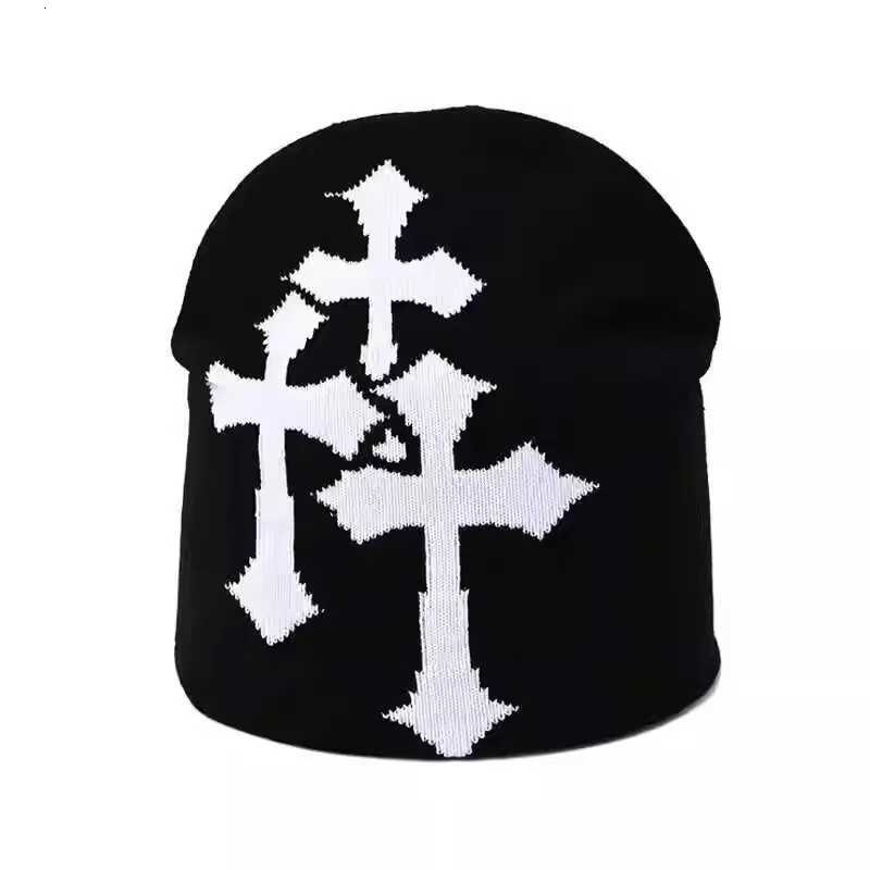 Luxury 1PC New Millennium Cross Hacquard Knitted Hat Autumn Winter Keep Warm Popular Hip Hop Beanie Street Fashion Outdoor Cold Cap Y251209