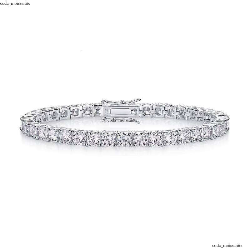 VVS Moissanite Classic S925 Sterling Silver Tennis Bracelet with D Color VVS1 Sand Stone 18k Rose Gold Unisex Jewelry