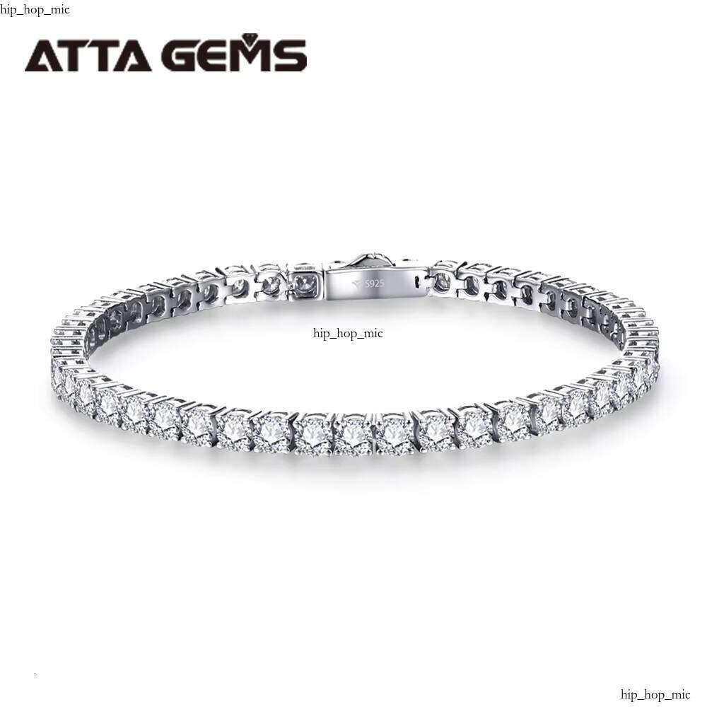 VVS Moissanite Attagems 3.0mm D Color 925 Sterling Silver Tennis 3mm Chrysolite Chain Bracelet Christmas Gift