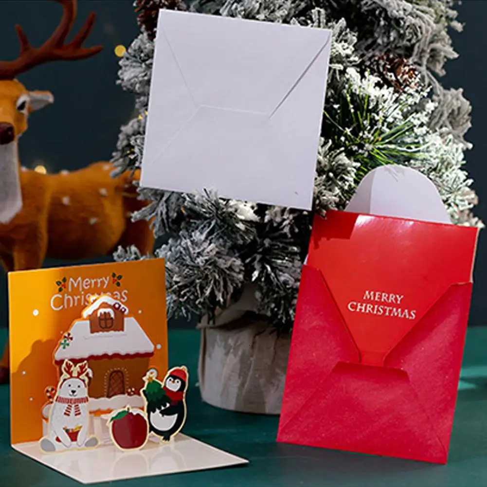 5 Kinds 3D Christmas Stereo Greeting Cards Thanksgiving Holiday Blessings DIY Christmas Blank Cards With Envelopes H251210