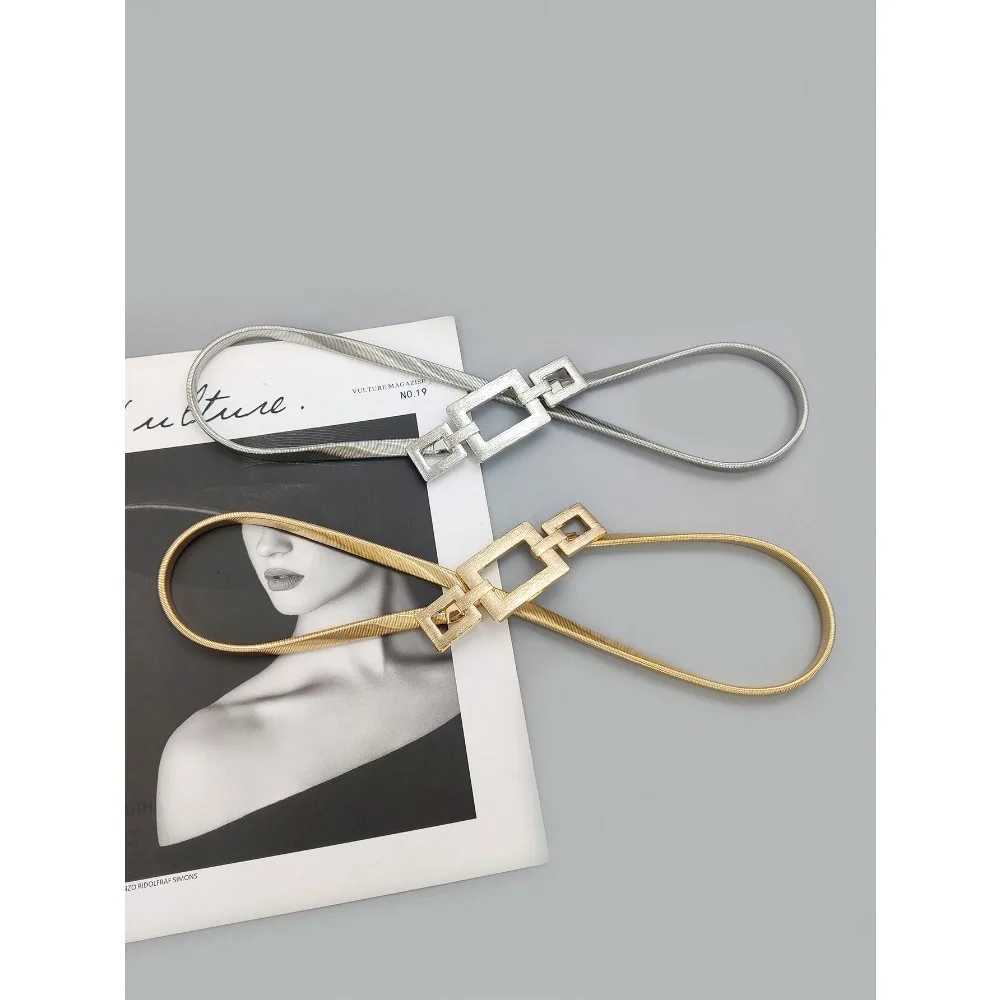 Luxury 1pc Silver Elastic Metal Waist Chain Belt For Women Suitable For Daily Wear With Dresses And Coats Y251210