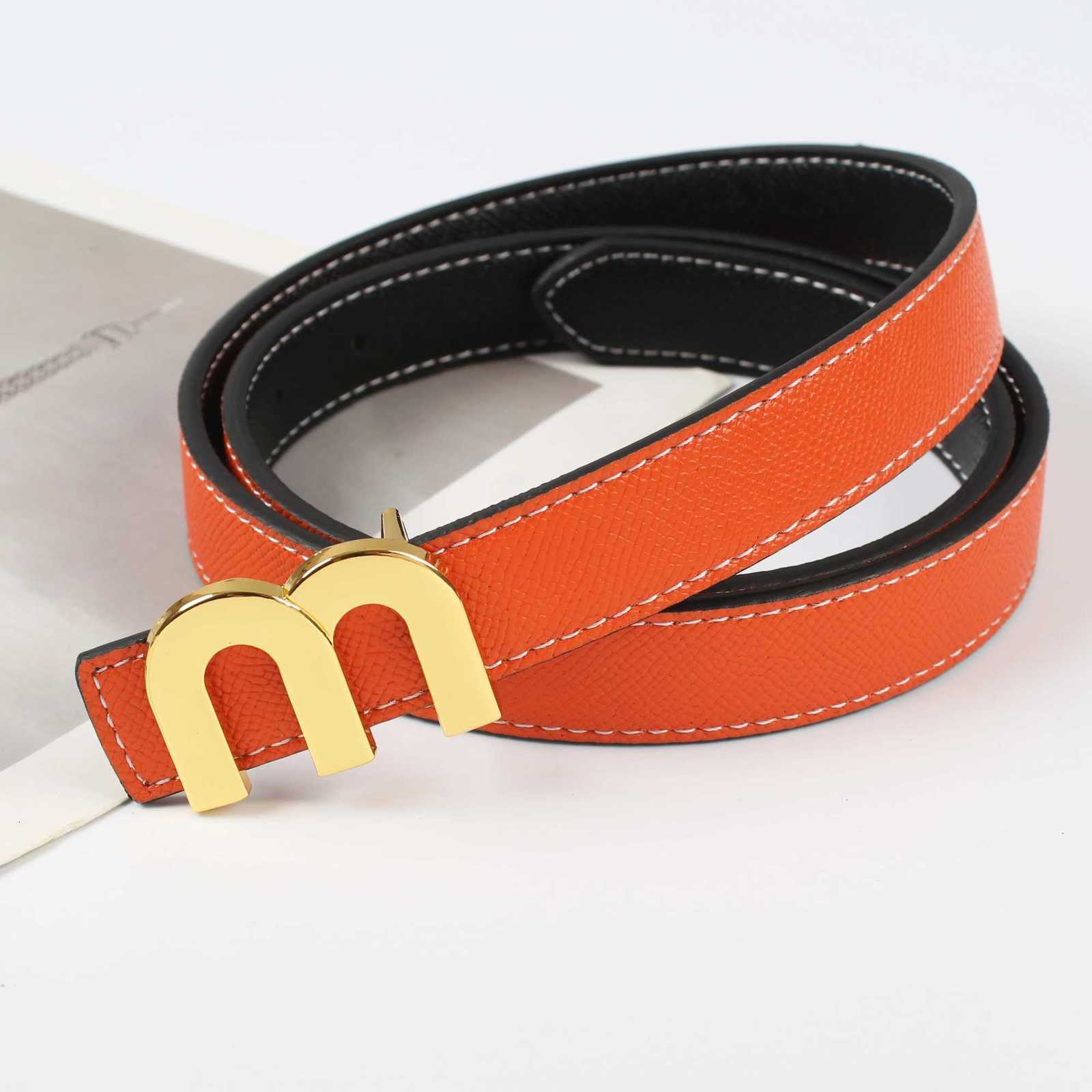 Luxury The new double-sided use of smooth buckle high-quality 23cm leather belt fashion trend versatile decorative cowhide thin trouse Y251210