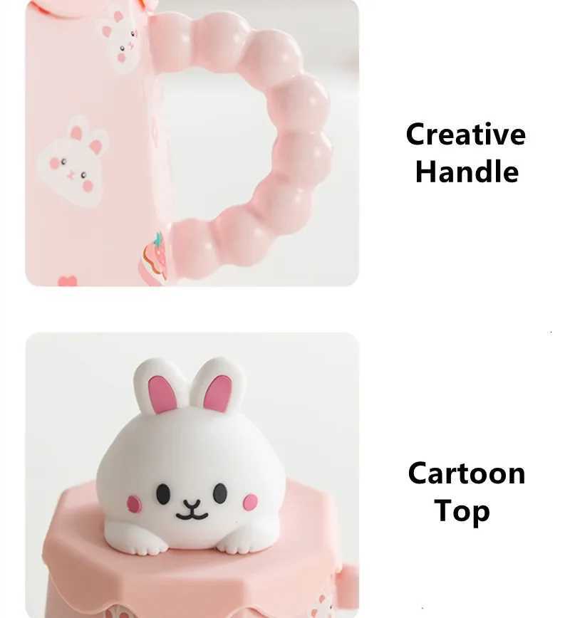 Cartoon Ceramic Mug with Lid and Spoon Creative Cute Coffee Milk Tea Breakfast Cup Drinkware Novelty Gifts 400ML Mugs C251210