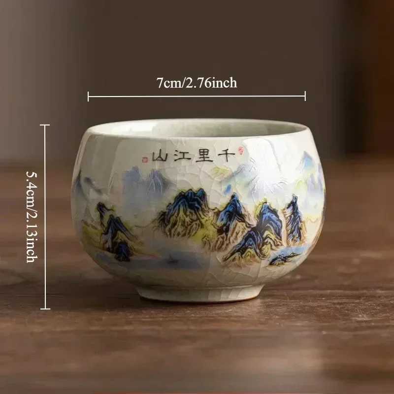Ice Crack Tea Cup Exquisite Glaze Ceramic Hand-painted Porcelain Master Cup Exquisite Teacup Accessories 1PC C251210