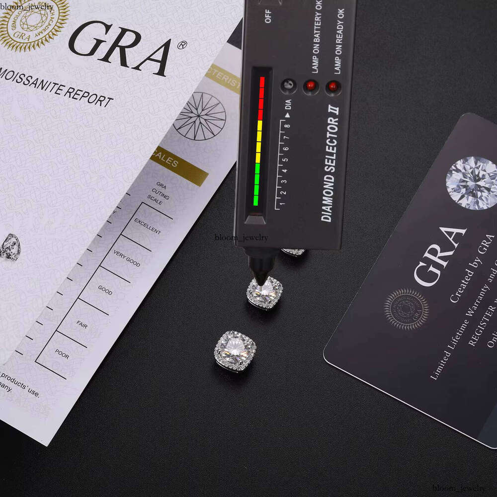 Dropshipping New Arrival Fashion Men's Jewelry 4ct 925 Sterling Silver VVS Moissanite VVS Moissanite Halo Magnetic Earrings - view 5