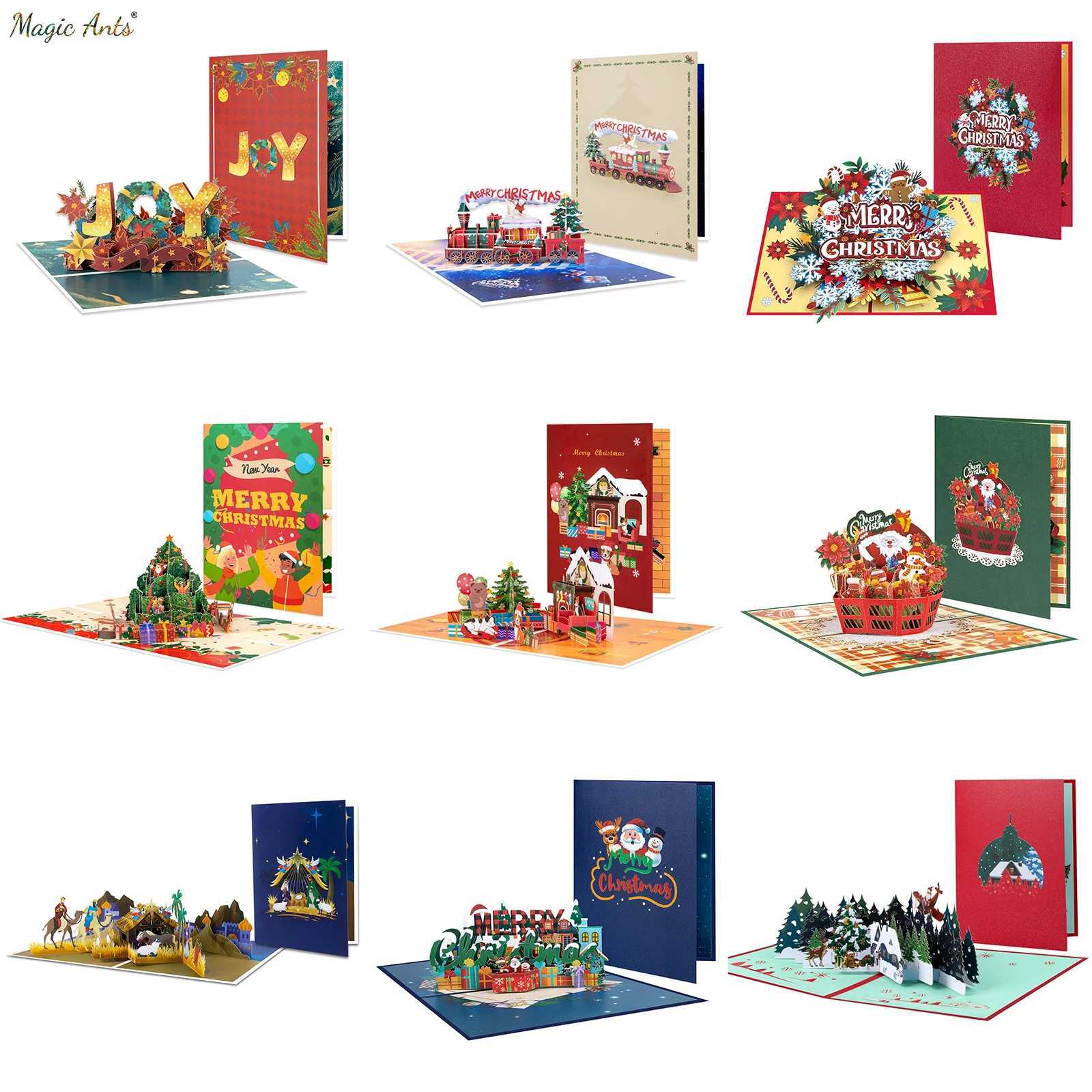 Up Christmas Card 3D Holidays Greeting Cards New Year Card H251210