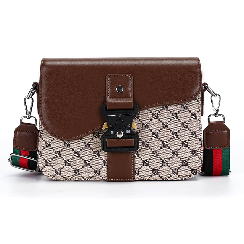 Free Shipping Unisex Fashion Shoulder Bag New Design Business Commuter Saddle Bag Versatile Striped Shoulder Strap Crossbody Bag