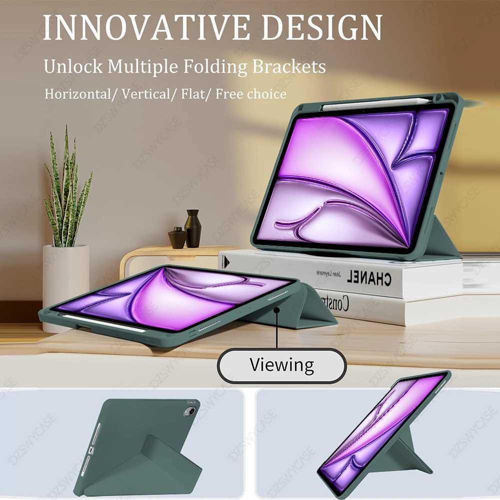 Case For iPad Air 4/5th Gen 109 for iPad Air 11 M2 M3 TPU Soft Cover with Pencil Holder Y-Shaped Stand Auto Sleep / Wake H251210