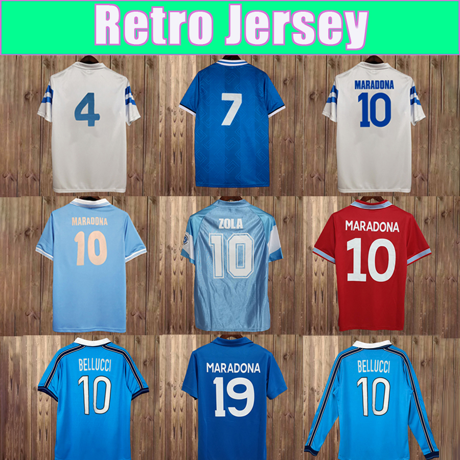 90 91 Naples Retro Mens Soccer Jerseys MERTENS MARADONA HAMSIK INLER FERNANDEZ 1986 Home Away 3rd Vintage Football Shirt Short Sleeve Uniforms