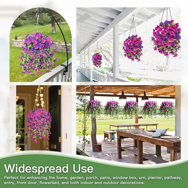 Four morning glory hanging decorations, paired with woven morning light and eucalyptus leaves, suitable for office and garden decoration, Thanksgiving