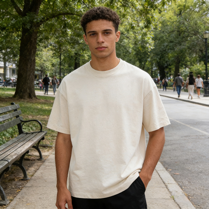 Unisex Oversized Crew Neck T-Shirt Short Sleeve Loose Fit Casual Basic Tee for Daily & Street Style G21-U-32D