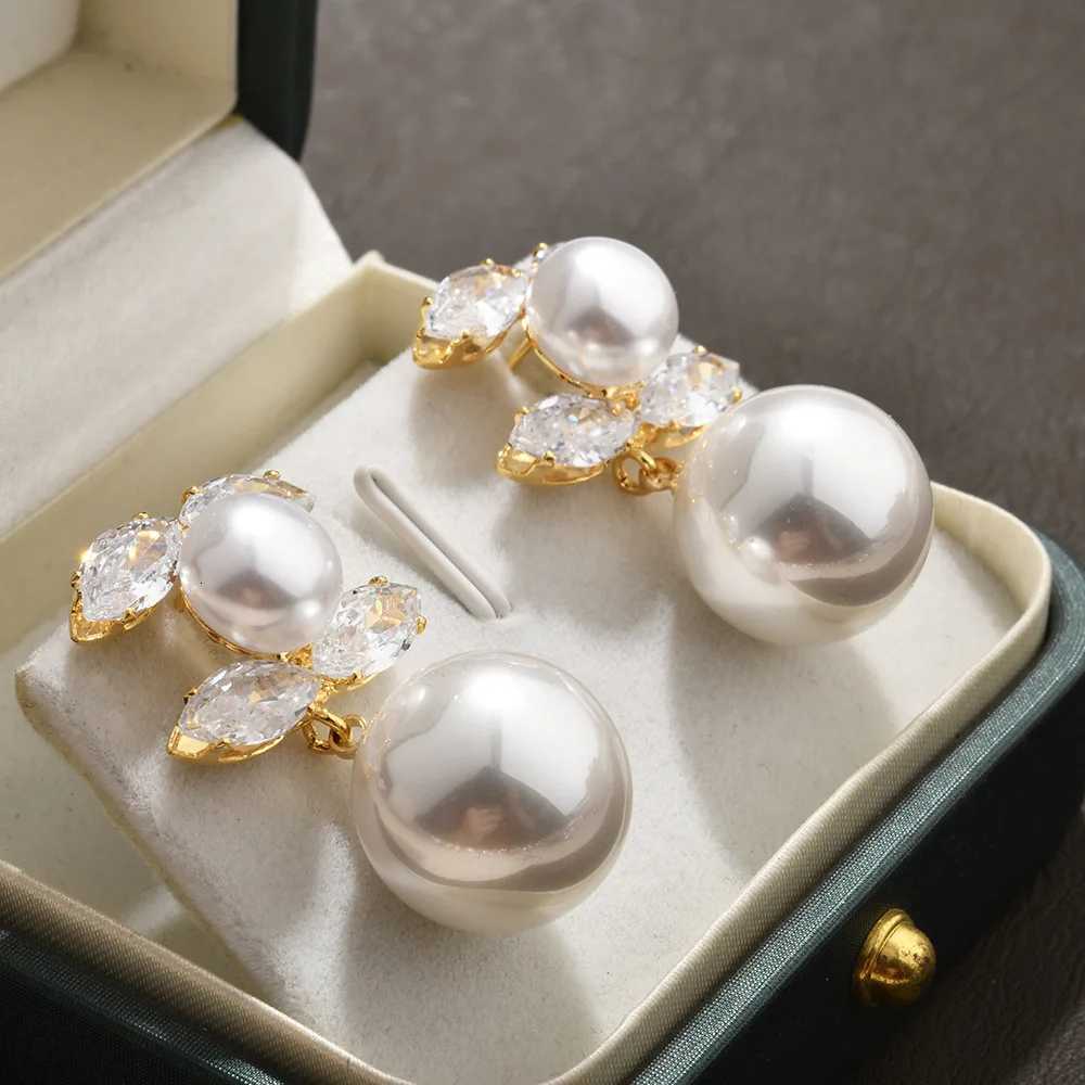 French Zircon Earrings Letter Pearl Design Luxury Prum Elegant Wens Dangles Daily/Off Versatile Perfect Gift Y251210