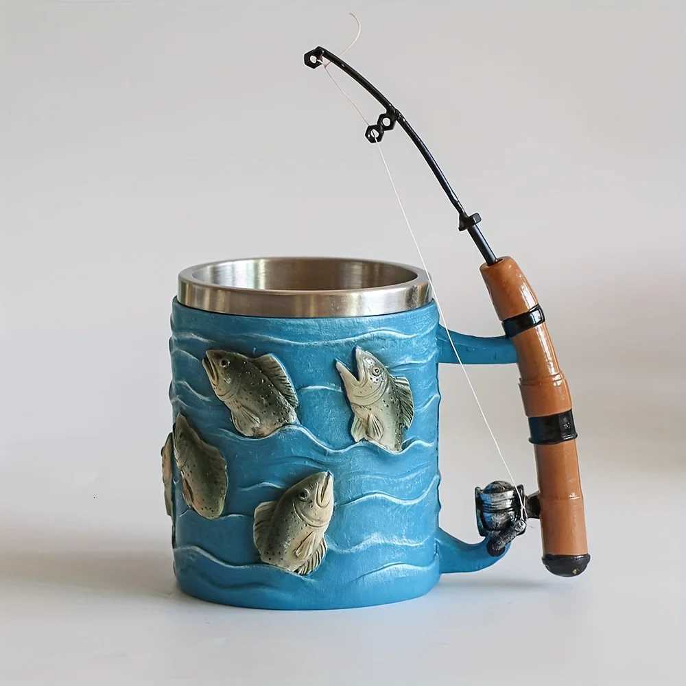 355ml Resin Cup Cold Hot Drinkware Coffee Mug Beverage Container Fishing Theme Design Water Cup for Tea Milk Christmas Gifts C251210