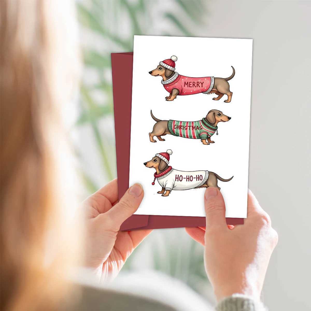 Funny Dachshund Christmas Greeting Card with EnvelopeMerry Christmas Cards Perfect for Dog LoversPet Owner Holiday Gift Cards H251210