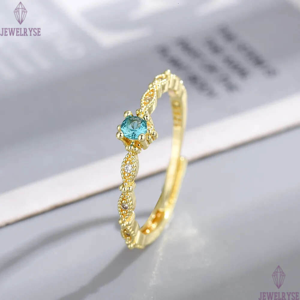 4mm slim nature blue diamond designer ring for women girls ins fashion silver gold shine crystal cz zircon lovely engagement rings jewelry gift size a