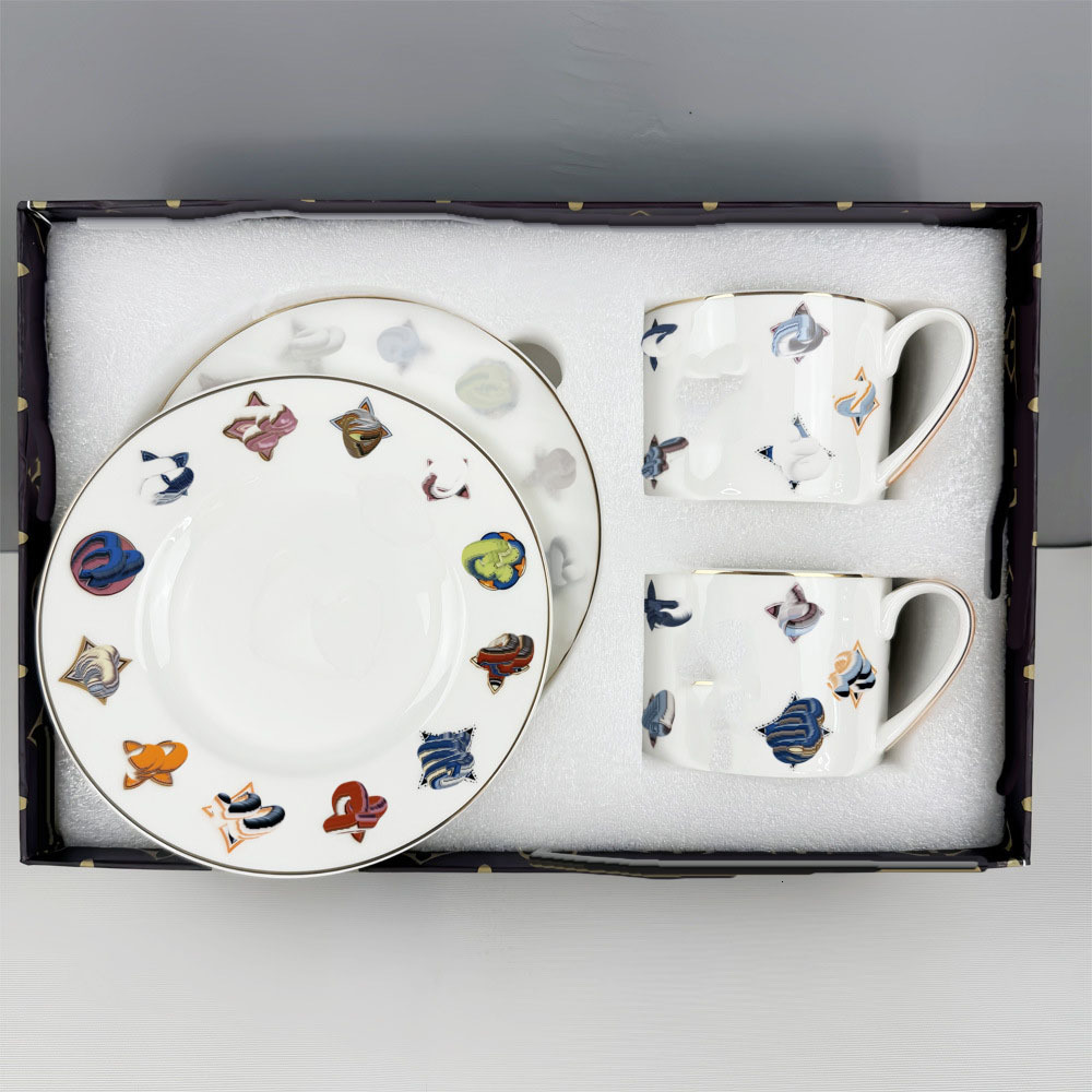 Porcelain tableware 10-piece set European style plate/cup/spoon combination tableware holiday gift bone China plate mug gift