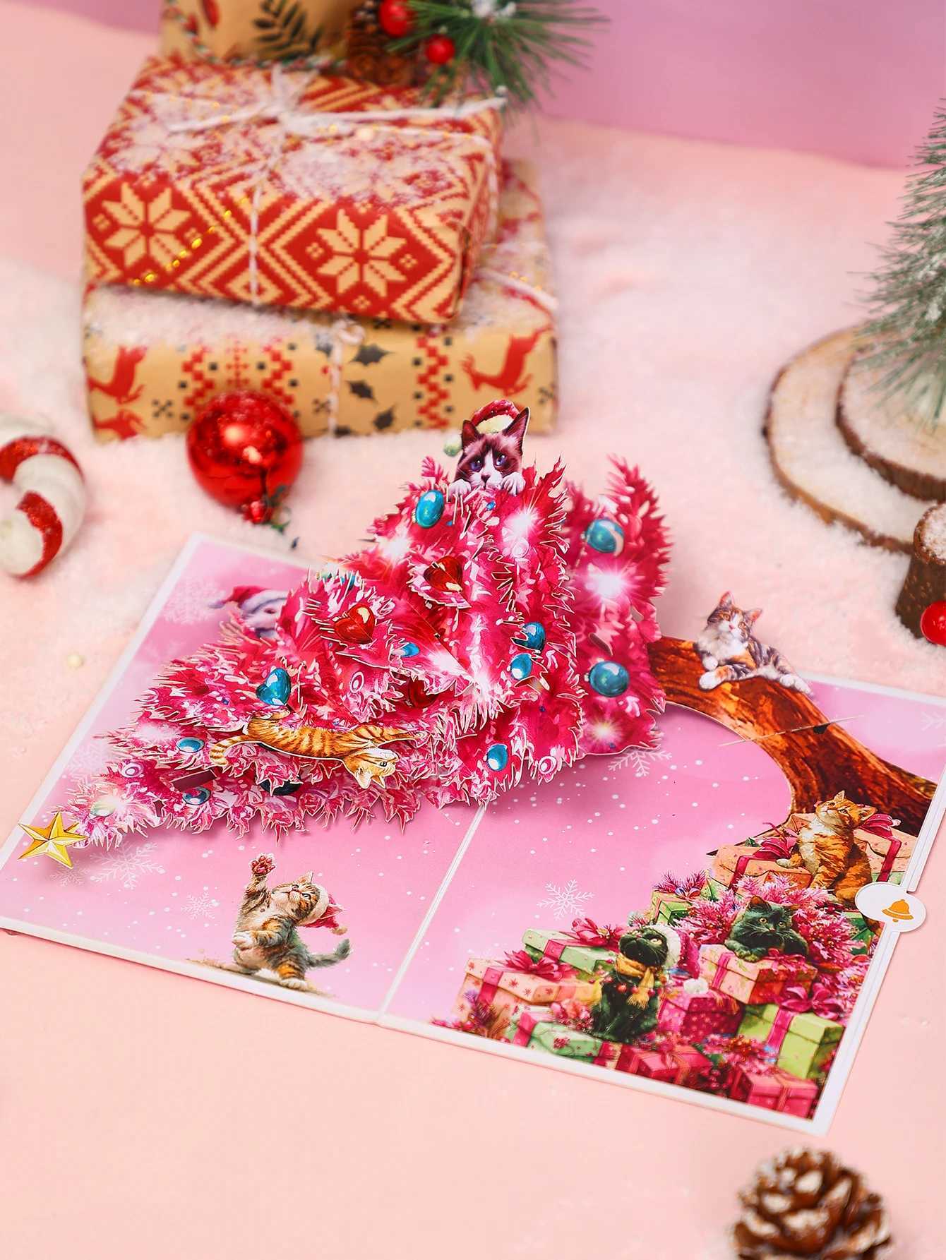Christmas 3D Up Greeting Cards Festive Xmas Decoration Birthday/Christmas Gift for Her/Him Party Supplies Favors H251210