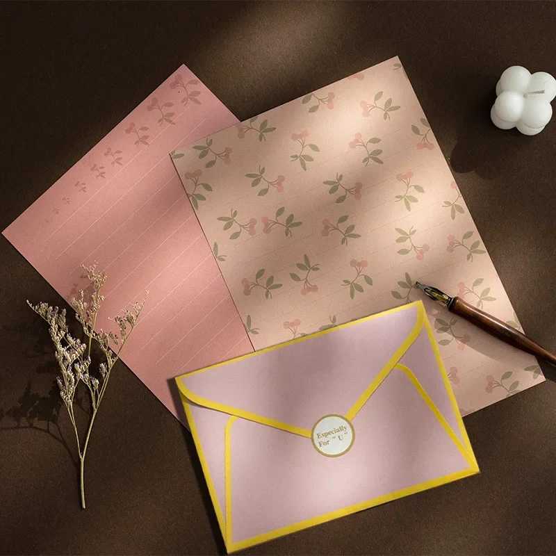 12pc/set Ins Floral Envelopes Kawaii Letter Pads DIY Wedding Party Invitations Cards Envelopes with Stickers Korean Stationery H251210