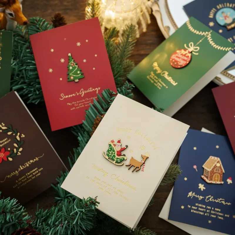 4pcs Retro Christmas Cards Gifts Festivals Christmas Handwritten Cards Thank You Cards H251210
