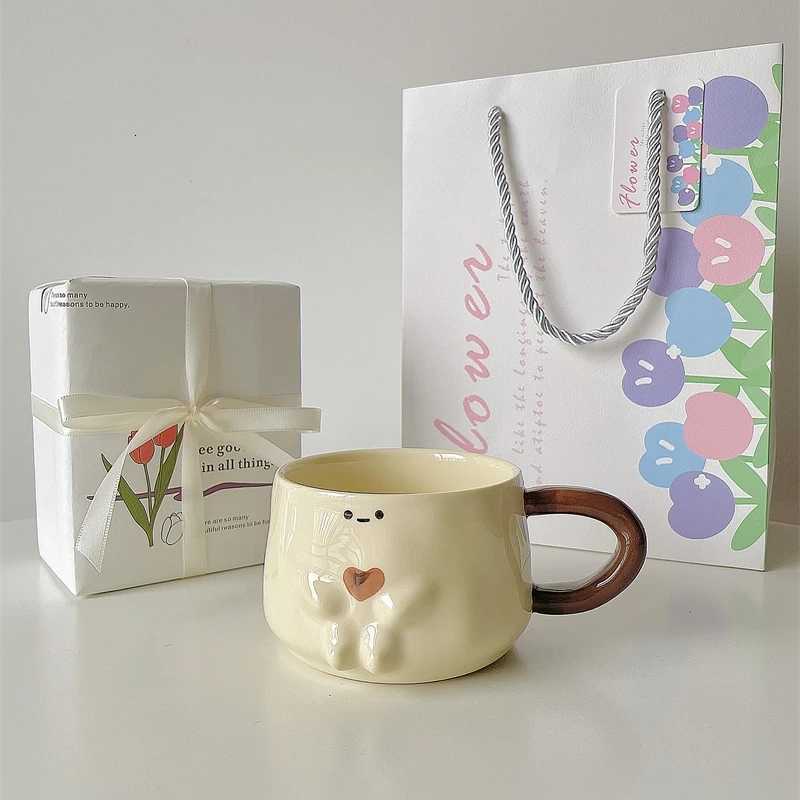 High Aesthetic Ceramic MUg with Love Three-dimensional Coffee MUgs Couple Water Cups Birthday Gift Tea Cupkawaii Cup C251210