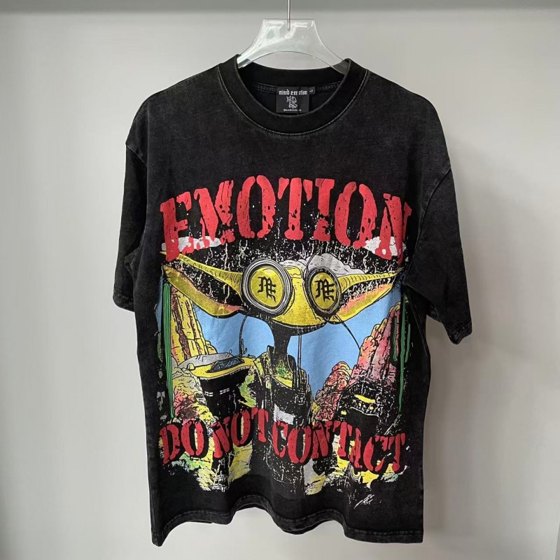 American trendy hot diamond and printed short-sleeved men's streetwear is loose and suitable for both men and women