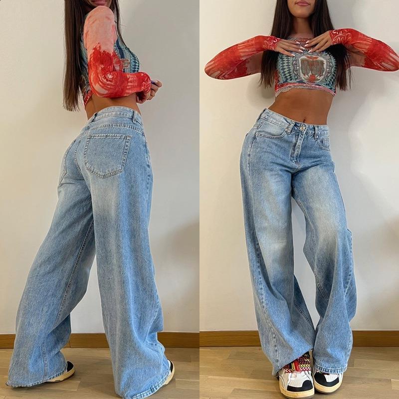 TEMU American Style Long WideLeg Pants Girl Loose Jeans Women High Waist Straight Pants 240701