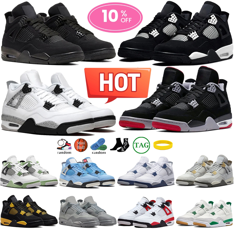 Top Quality Designer Mens 4 basketball shoes 4s outdoor womens sport platform running sneakers trainer thunder green black cat university blue USA free shipping