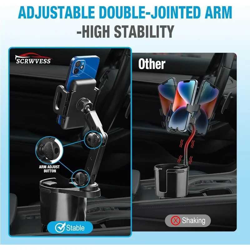 2-in-1 Cup Holder Phone Mount 360 Rotatable Long Eer for Car Universal Smartphone Holder Car Holder C251210