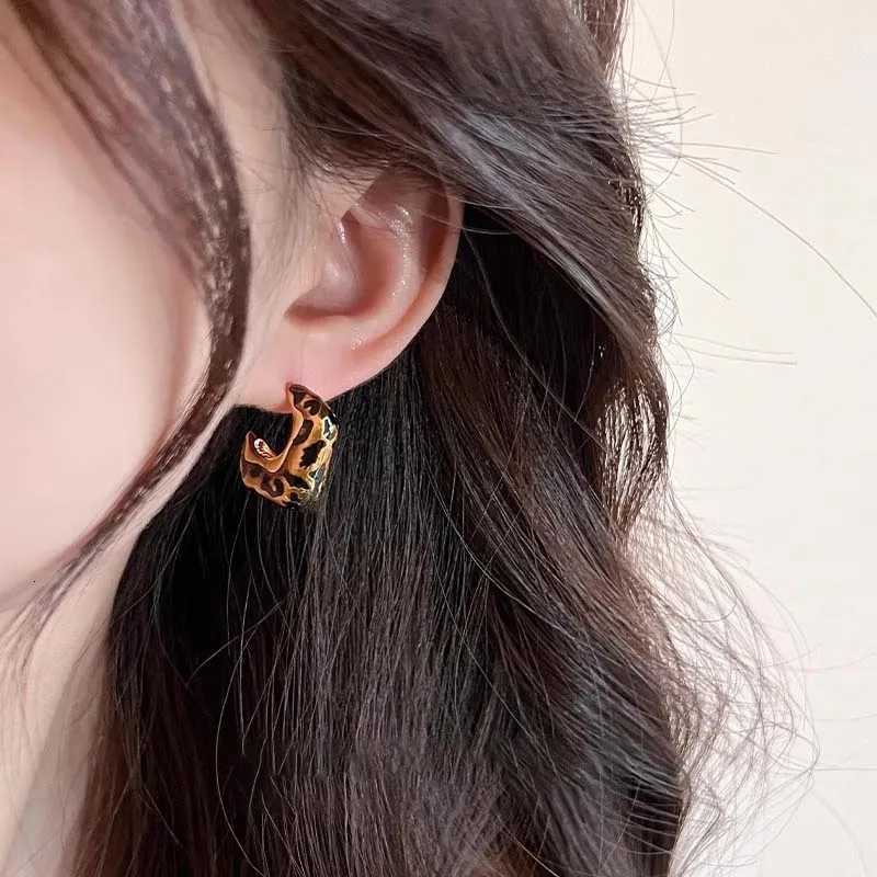 Korean Brown Enamel Leopard Print Hoop Earrings For Wen Vintage Elegant C-Shed Geetric Statement Earrings Jewelry Y251210