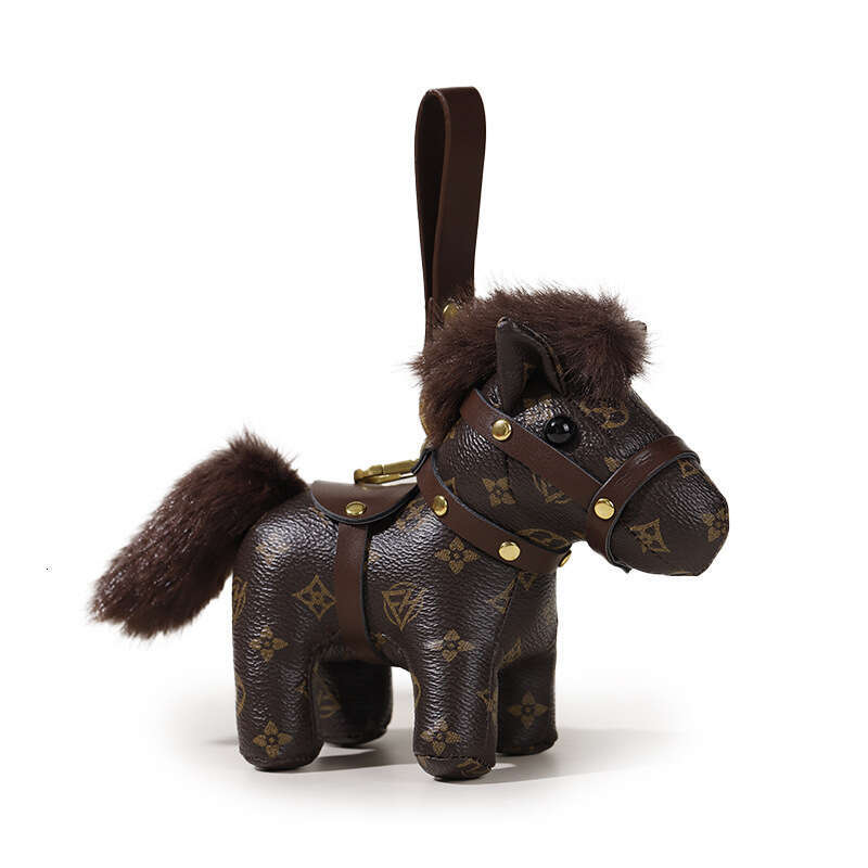 New Zodiac Plush Doll Leather Horse Mascot Bag Keychain Pendant Figurine Birthday Gift