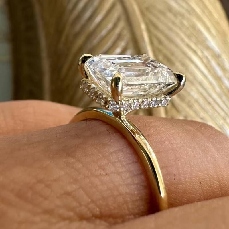 IGI GIA Certified Lab Grown Diamond Engagement Rings Emerald Cut for Men Women 05ct 2ct 3ct HPHT CVD Lab Created 14k 18k Gold