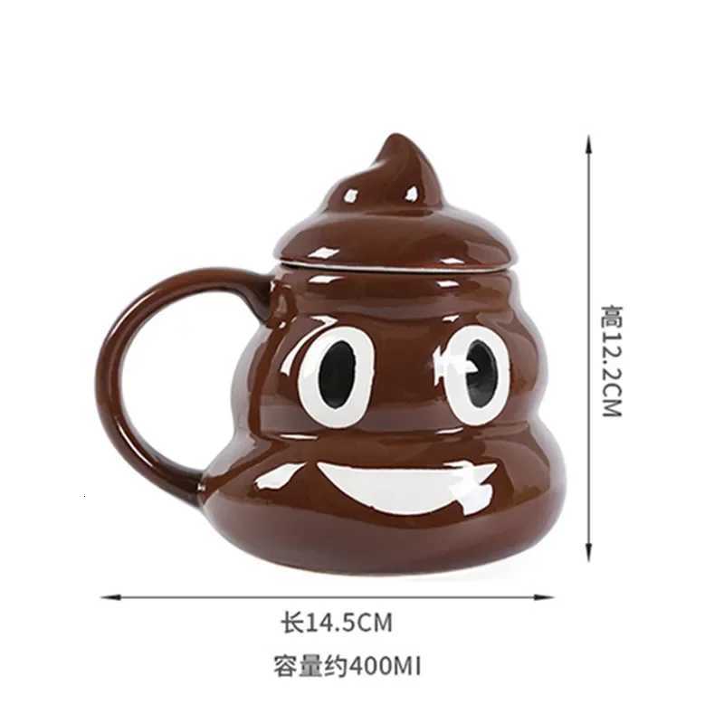 1PC 400ML Poop Coffee Cups Funny Mugs Cartoon Coffee Milk Mug Porcelain Water Cup With Handgrip Lid Tea Cup Office Drinkware C251210