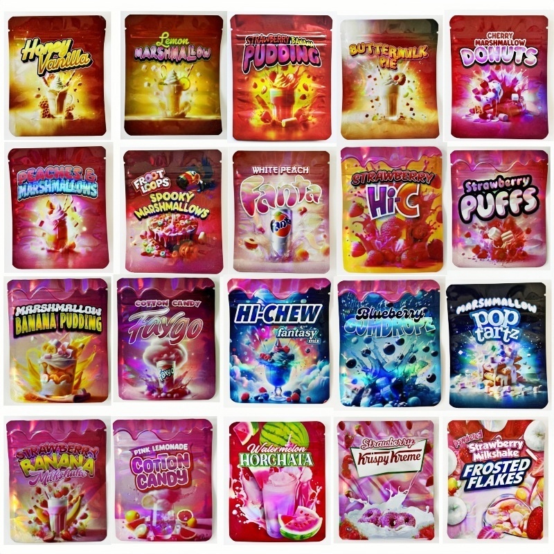 empty mylar bag 3 5 holographic smell proof zipper pouch food storagepackaging stand up foil pack custom